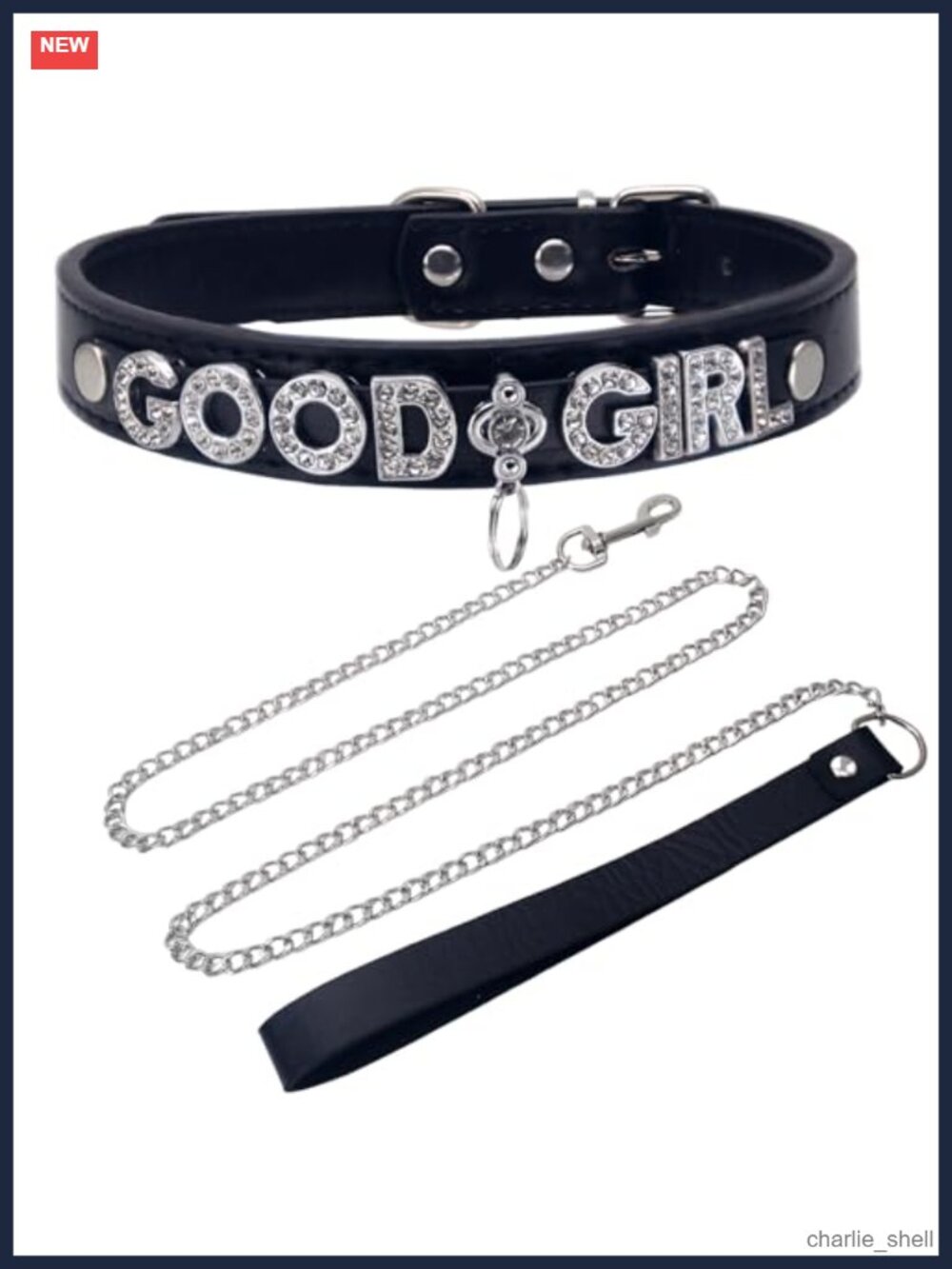 Faux Leather Collar and Leash Set Adjustable Choker Necklace Rave Costume